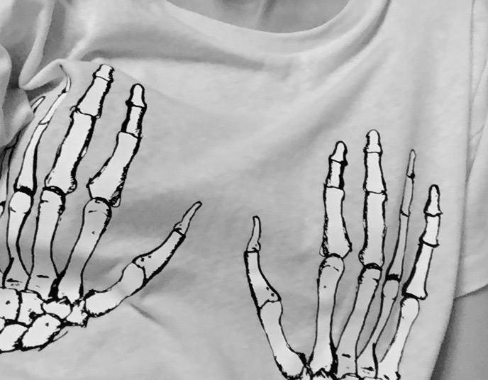 skeleton hands tee shirt
