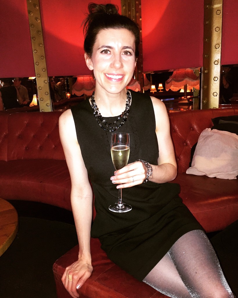 little black dress and champagne