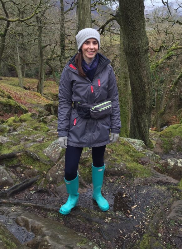 waterproof parka and hunter wellie boots