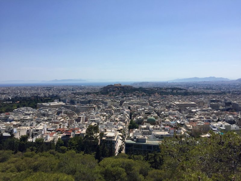 Athens city parthenon view