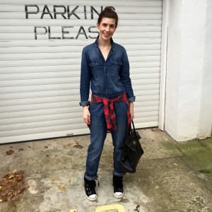 me in my denim jumpsuit